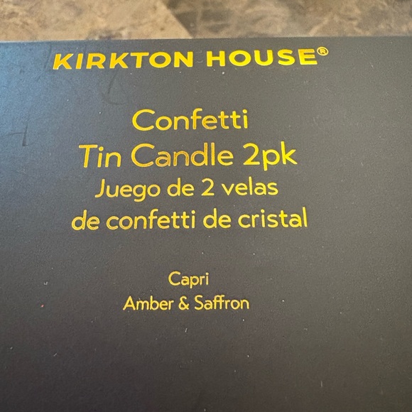Kirkton House NWT Confetti Tin Candles Red Amber/Saffron & Black Capri. Set of 2 - Picture 4 of 6